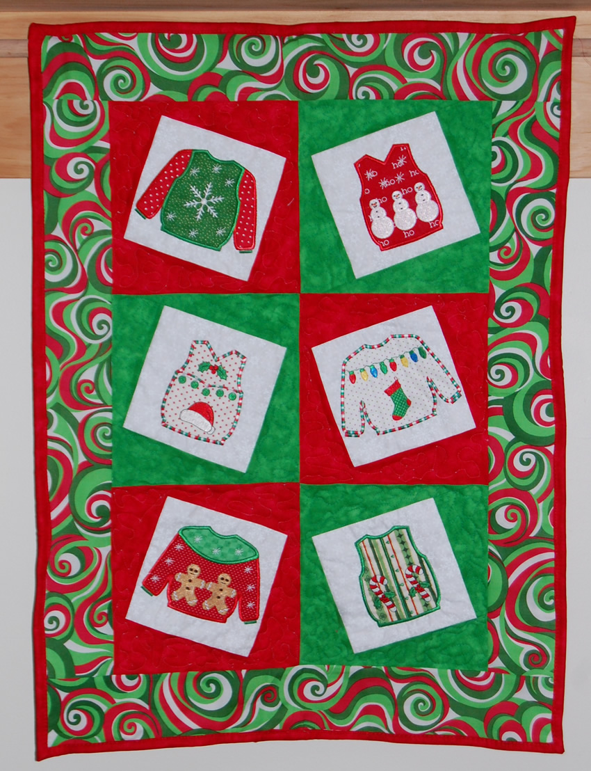Ugly Christmas Sweaters Appliques Sample Quilt
